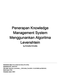 Similarity Penerapanknowledge Management Systemmenggunankan Algoritma